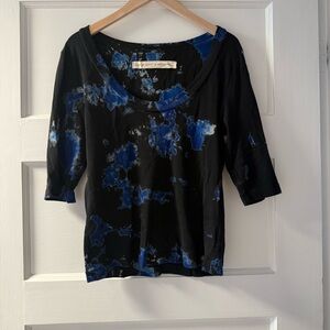 Raquel Allegra Black and Blue Tie-Dye Blouse